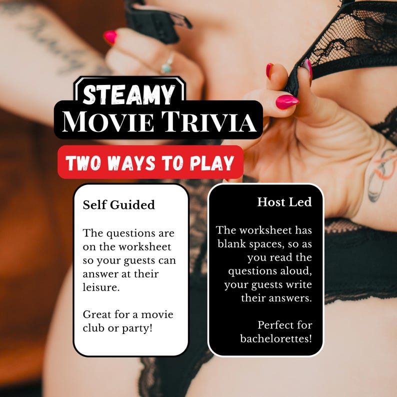 Steamy Movie Trivia | Printable Adult Party Game | Instant Access ...