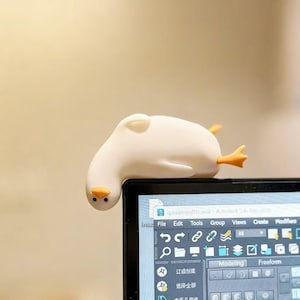 Funny Lying Duck Figurine  Kawaii Desk Deco  Artwork gift for her