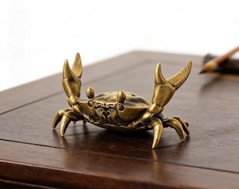 Niedliche Messing Gold Krabbe Stifthalter Vintage Nautical Schreibtisch Lagerung Küsten Büro Accessoire Kunstwerk Geschenk für sie