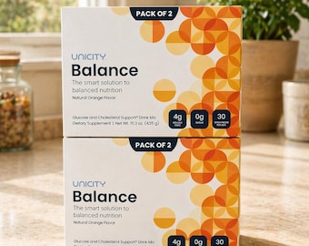 Unicity Balance Orange Fiber Drink Mix, Blood Sugar, Gut Health, Weight Support (60 Sticks)