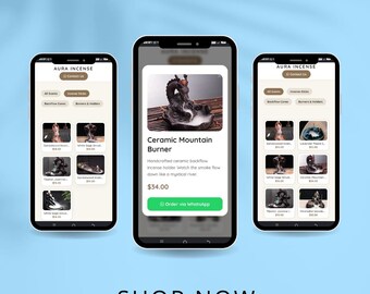 Webbplatsmall för Dark Mystic Incense, HTML CSS Tailwind-kod, responsiv design (digital nedladdning)