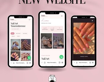 Mall för webbplats för nagelsalong, HTML-mall för lyxig skönhetssalong, responsiv webbplats för nagelartist, bokningsformulär, interaktivt galleri, ljuslåda
