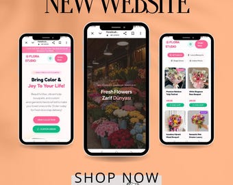 Webbmall för blomsterhandlare HTML Tailwind CSS | Digital blomsterbutik | Anpassad webbmall för WhatsApp-beställning