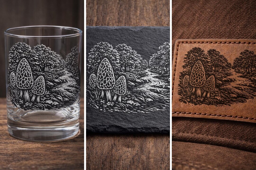 Morrell Svg Morel Mushroom Creek SVG, Rustic Hunting Laser Engraving File (instant ...