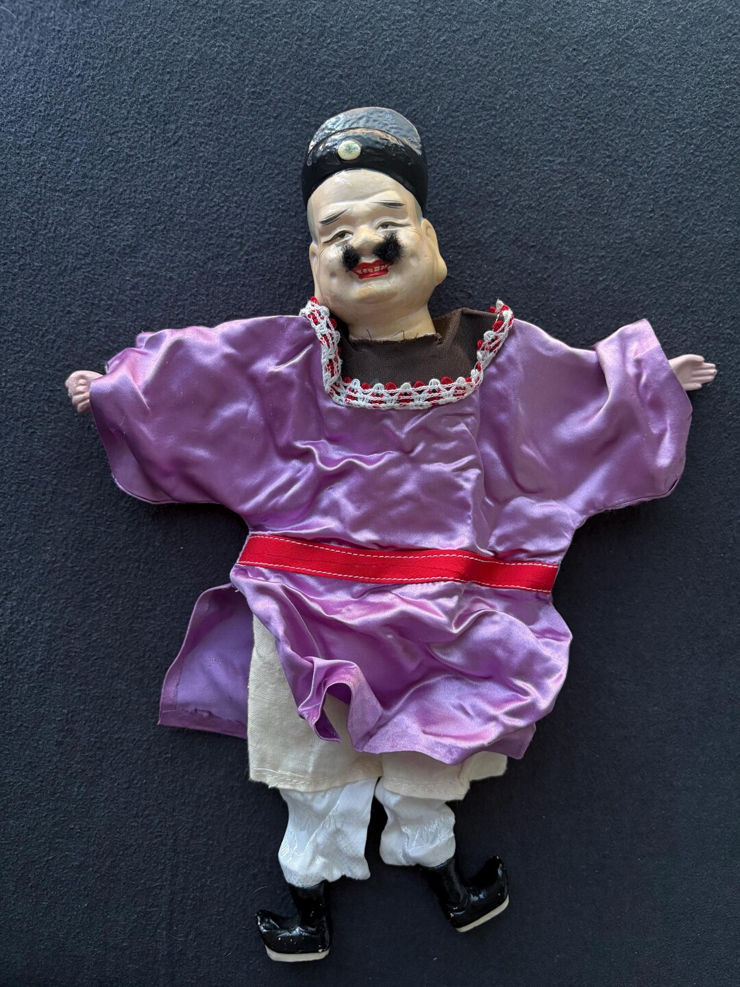 Antique Chinese Glove Puppet – Hand Painted Ceramic Silk 1920s Fujian ...