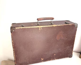 Vintage Finnish Suitcase Pahvinjalostus Oy Tampere Mid Century Cardboard Luggage 1940s