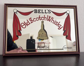Vintage Bell's Old Scotch Whisky Spiegel - British Pub Wandkunst, Hausbar Dekor