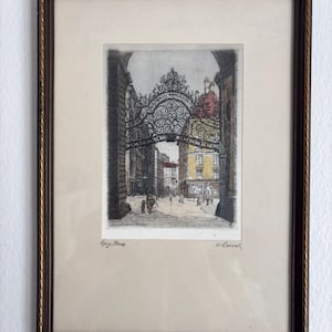 Weense Michaelertor originele kleurets door H. Leisch, handgesigneerd