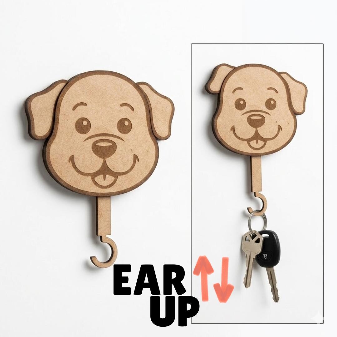 Dog Key Holder Laser Cut File | Cute Dog Wall Key Hook SVG | Pet Key ...