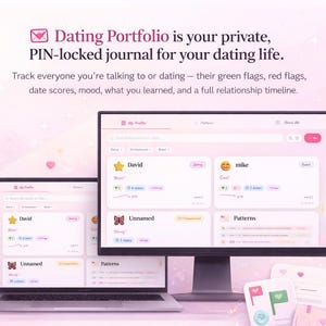 Portfolio randkowe — prywatny dziennik i tracker randkowy | Blokada PIN-em | Nie potrzeba aplikacji