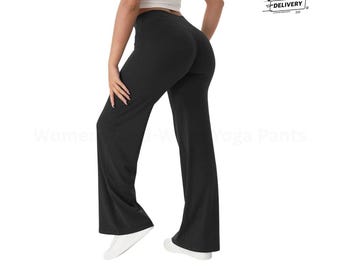 Pantalones de yoga de pierna recta para mujer, leggings de talle medio con tacto de piel, pantalones de pilates para gimnasio ultrasuaves, ropa deportiva a prueba de sentadillas.