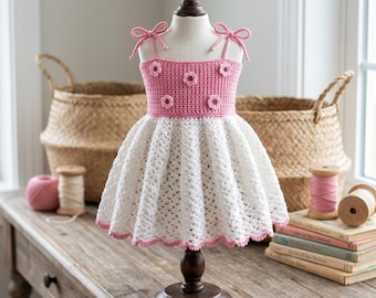 Modello PDF per vestitino da neonata all'uncinetto "Piccola Principessa" / Modello per vestitino da bambina all'uncinetto / Vestitino da principessa per bambina piccola / Tutorial di uncinetto per principianti