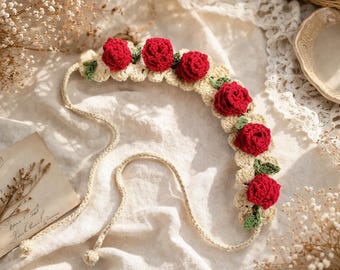 Rose Crochet Headband Pattern PDF + Video Tutorial, Beginner Floral Hairband, ENG + ITA