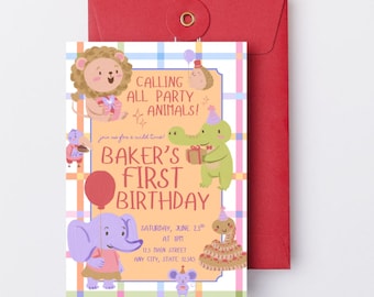 Party Animal Birthday Invitation Template | Editable Canva Invite | First Birthday Invite | Safari Jungle Birthday | Kids Party Invitation