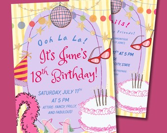 Fancy Nancy Inspired Birthday Invitation Template | Editable Canva Party Invite (Digital Download)