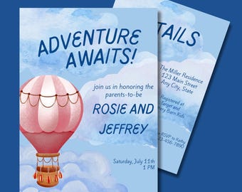 Adventure Awaits Baby Shower Invitation Template | Up Inspired Baby Shower | Editable Canva Template, Digital Download