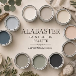 Alabaster Palette, Sherwin Williams Inspired Coordinating Shades, Whole House Neutral Design Guide, Digital Download