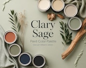 Clary Sage Paint Color Palette by Sherwin Williams | Soft Green Neutral Home Colors