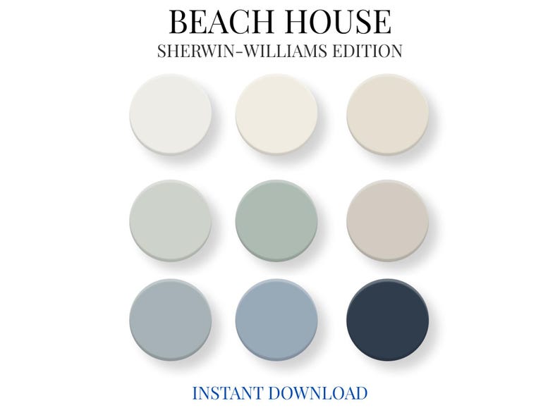 Beach House Wall Paint Palette | Sherwin Williams Coastal Colors ...