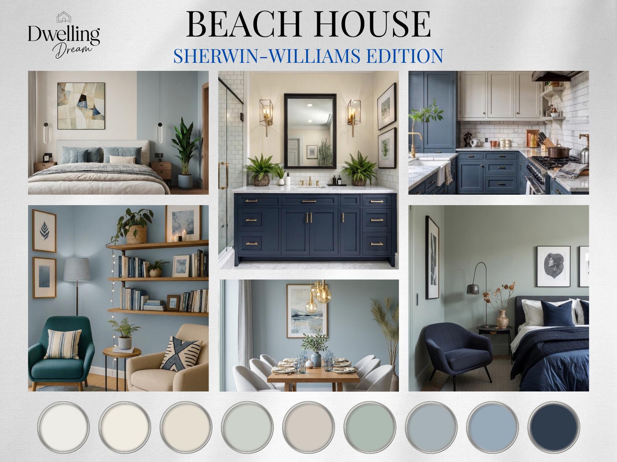 Beach House Wall Paint Palette | Sherwin Williams Coastal Colors ...