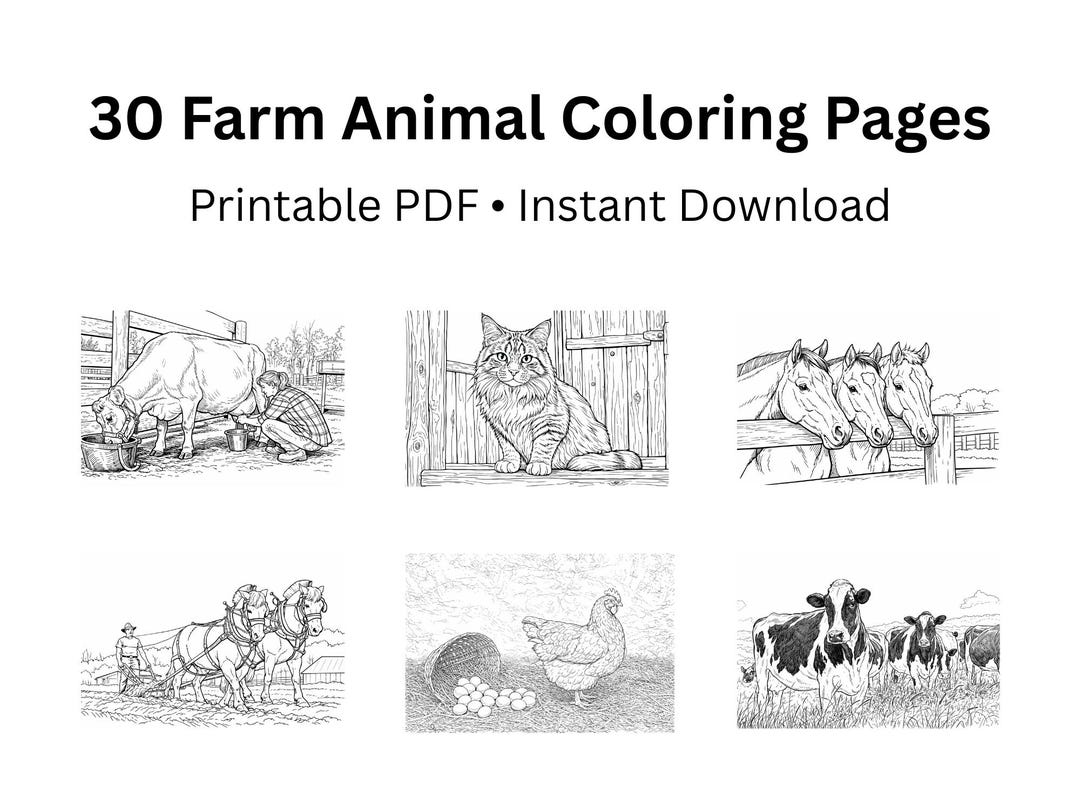 Farm Animal Coloring Pages – 30 Printable Farm Coloring Sheets for Kids ...
