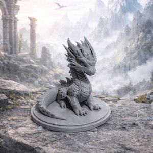 Miniature Dragon Figurine, Desk Collectable, Paintable Minifigure, 3D Printed Dragon