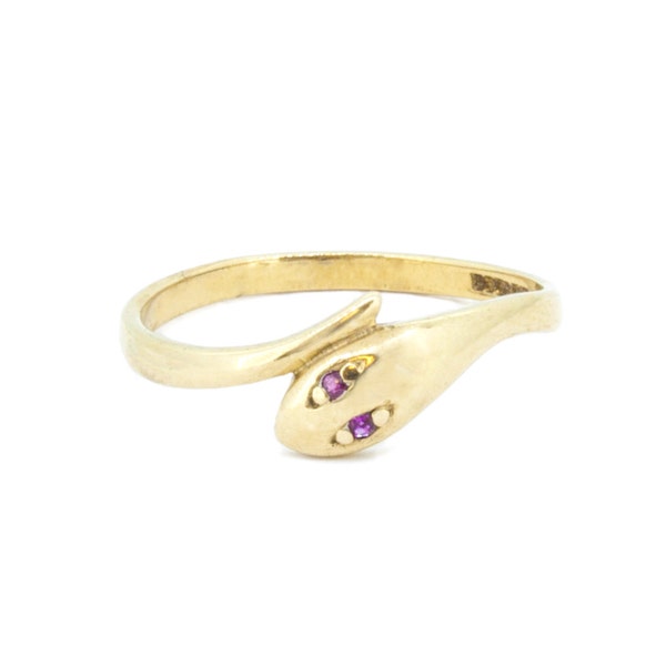 The Vintage Serpent Ring - 9ct Gold Ruby Snake Ring