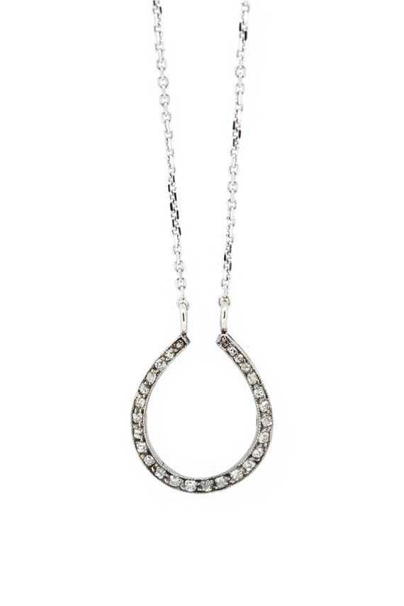The Diamond Horseshoe Necklace Antique 9ct Gold Pearl Etsy