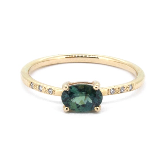 The Amelia Ring Sapphire & Diamond Engagement Ring | Etsy