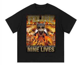 DJ Cat Shirt, Nine Lives Graphic Tee, Music Streetwear, Unisex Fit