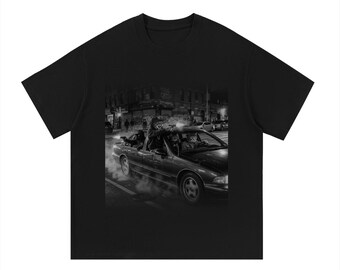 Cartoon Chaos Cat Shirt, Mischief Kitty Streetwear Tee, Wild Design