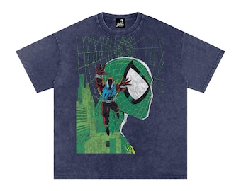 Spidey Sense Snow Washed Oversized Cotton T-Shirt | Spiderman Marvel Graphic Tee