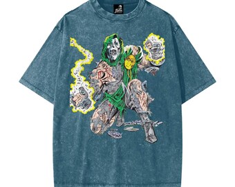 Dr. Doom Heavyweight Snow Washed Tee | Dark Comic Ruler Streetwear Shirt