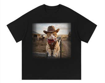 Cowboy Cat Shirt | Western Kitty Graphic Tee | Funny Cat Lover Unisex Top