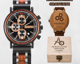 Personalized Engineering Graduation Gift | Engraved Watch | Engineer Gift | Custom Name Engraved (Mechanical Civil Electrical)