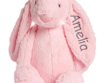 Personalized Easter Bunny | Custom Name Bunny Plush | Embroidered Easter Basket Gift for Kids