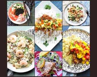 Easy Dinner Recipes for Two - 7 Seafood Meals| Printable Recipe Cards | Instant Download