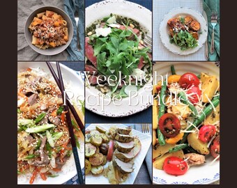 Easy Dinner Recipes for Two - 7 Weeknight Meals| Printable Recipe Cards | Instant Download