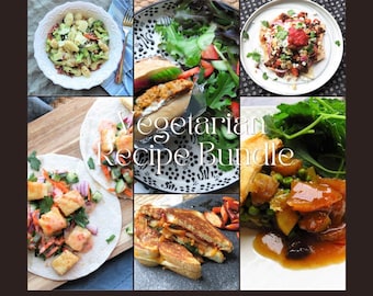 Easy Dinner Recipes for Two - 7 Vegetarian Meals | Printable Recipe Cards | Instant Download