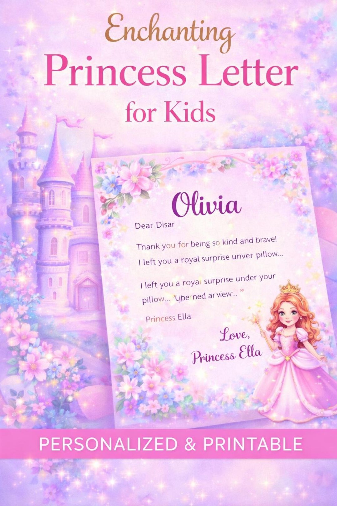 Princess Letter for Kids, Personalized Princess Letter, Printable Fairy ...