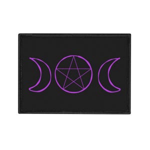 Drievoudige maan pentagram opstrijkpatch | Wicca-hekserijpatch