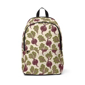 Beetroot Pattern Backpack | Vegetable Garden Print Backpack image 2