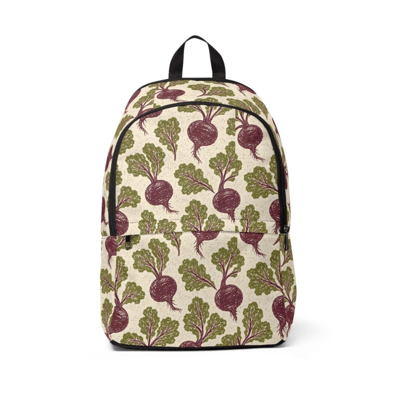 Beetroot Pattern Backpack | Vegetable Garden Print Backpack image 2