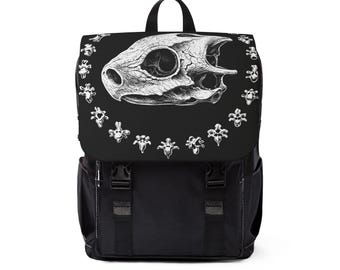 Skull Illustration Backpack | Gothic Oxford Canvas Bag