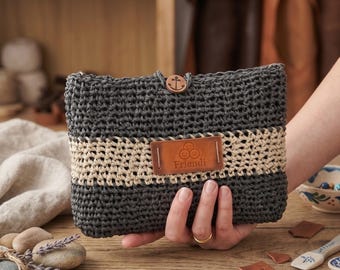 Handmade Crochet Mini Organizer Pouch: Boho Clutch Wallet, Woven Bag for Women