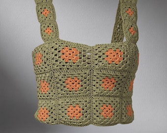 Crocheted Flower Crop Top