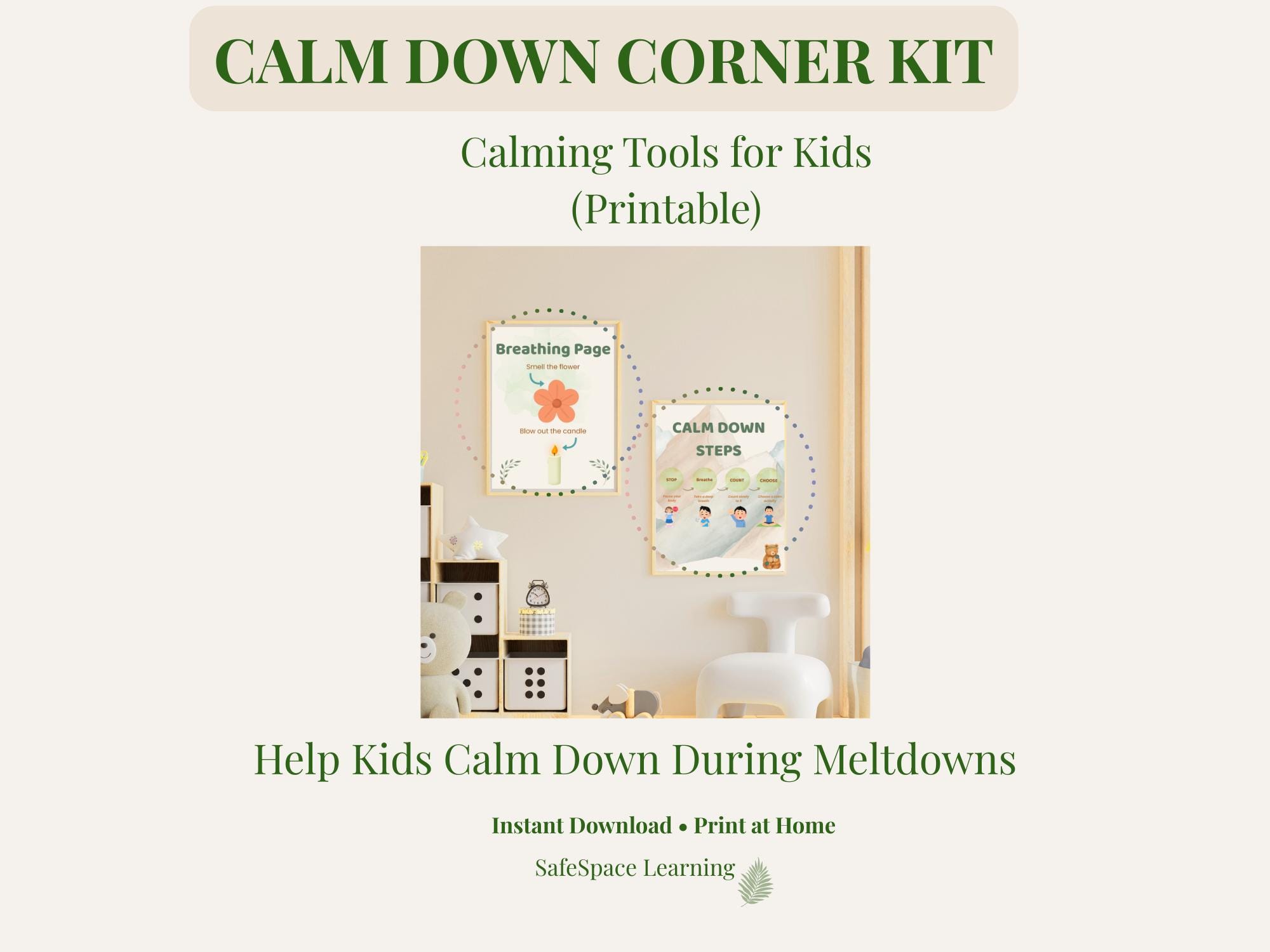 Calm Down Corner Kit Printable | Kids Emotional Regulation Tools ...