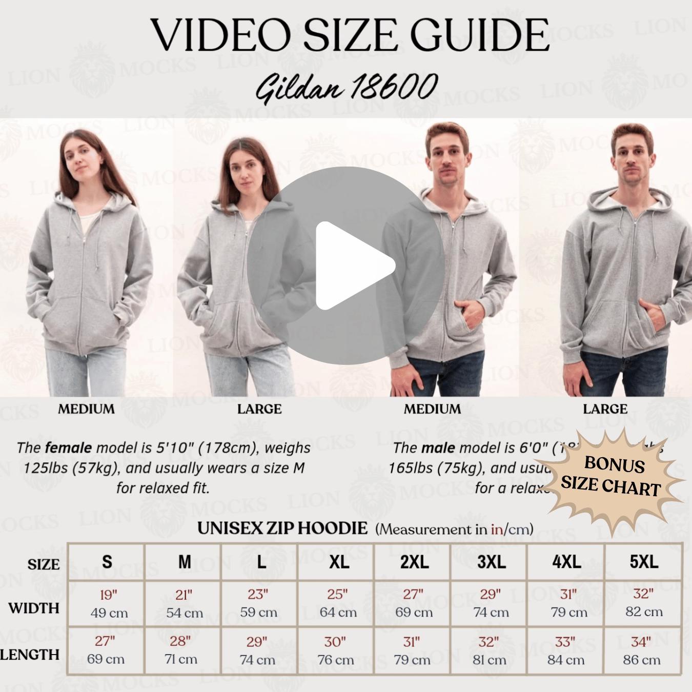 Zip up Hoodie Size Chart - Etsy