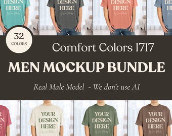 Comfort Colors 1717 Men Mockup Bundle, CC1717 Oversized Shirt Men Mockups, Lifestyle Setting (Digital Download)