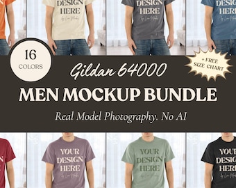Gildan 64000 Men Mockup Bundle, G64000 Real Male Model Mockup, Lifestyle Setting (Digital Download)
